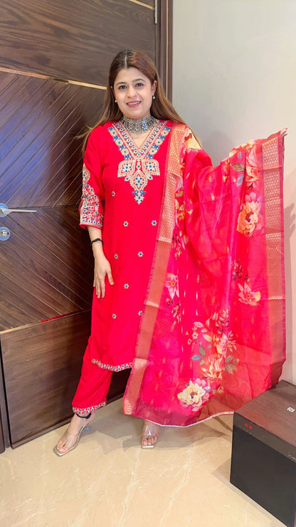 Full Heavy neck Pure muslin suit set